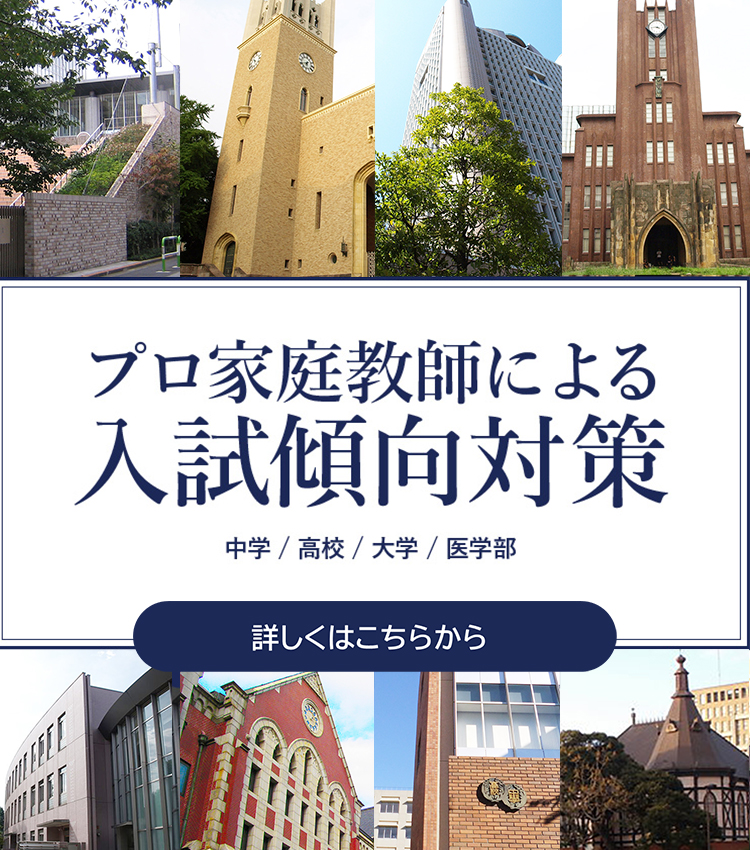 プロ家庭教師による入試傾向対策 中学 / 高学 / 大学 / 医学部　詳しくはこちら